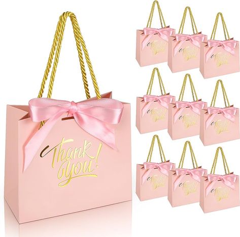 Amazon.com: EQOREIIN 30 Pack Thank You Gift Bags with Handles 5.5 x 2.4 x 4.7 Inches Small Gift Bags with Bow Ribbon Party Favor Bags Paper Gift Bags Bulk for Baby Shower, Wedding, Party Favor, Birthday, : Health & Household Cute Pink Bags For Gifts, Cute Pink Bag For Gift, Large Pink Bag For Gift, Pink Handheld Gift Bag, Pink Square Gift Bag, Small Birthday Gifts, Thank You Bags, Hair Business, Crystal Energy