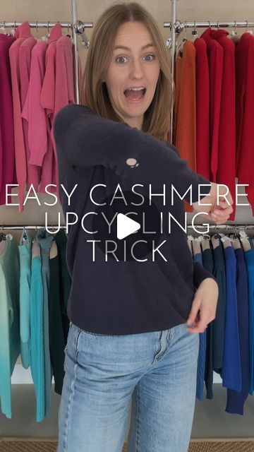 Nearly New Cashmere Co on Instagram: "Hole in your cashmere jumper’s elbow? No problem!✂️

Would you dare to cut your cashmere up?!

If you have cashmere that’s too far gone for repair, try this hack. Or, send it to us to be recycled! You can find more information on how to do this on our website, or just send us a message.

#nearlynewcashmere #secondhandcashmere #nearlynew #cashmere #recycledcashmere #cashmerebrand #secondhandstyle #sustainablestyle #cashmeresweater #sustainablestyles #sweaterseason #luxurycashmere #cashmereluxury #vintagecashmere #vintagecashmeresweater" Recycle Cashmere Sweater Ideas, Repair Wool Sweater, How To Repair Hole In Cashmere Sweater, Upcycle Cashmere Sweater Ideas, Repurpose Cashmere Sweater, How To Repair Moth Holes In Sweaters, Cashmere Sweater Upcycle, Sweater Upcycle, Secondhand Style