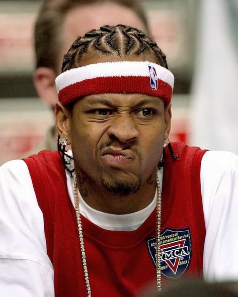 Allen Iverson Cornrows, Early 2000s Hairstyles Men, Allen Iverson Style, Allen Iverson Aesthetic, Braids Basketball, Allen Iverson Braids, Mens Braided Hairstyles, Hairstyles For Short Hair Men, Iverson Braids