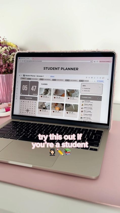 . Cute And Aesthetic, Student Info, Student Life Hacks, Student Goals, Academic Planner, College Planner, Task Management, Creative Things, Planning And Organizing . #notiontemplate Aesthetic Student, Cute And Aesthetic, Student Info, Planner Apps, Student Life Hacks, School Plan, Digital Organization, Student Goals, Academic Planner