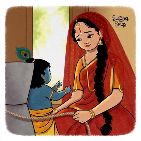 Yashoda And Krishna, Krishna Hd Images, Krishna Balram, Yashoda Krishna, Sree Krishna, 30 Day Art Challenge, Bengali Art, Krishna Hd, Krishna Drawing