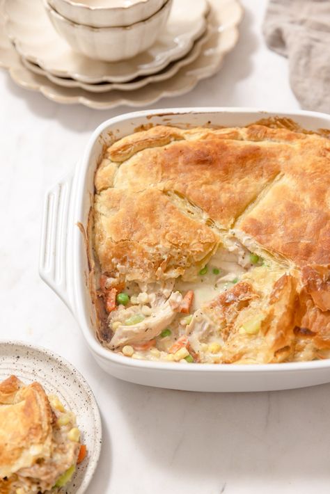 Easy Leftover Turkey Pot Pie with Puff Pastry Crust Turkey Potpie With Puff Pastry, Leftover Turkey Pot Pie Easy, Turkey Pot Pie With Puff Pastry Crust, Turkey Pot Pie Recipe Easy, Fall Herbs, Turkey Lentil Soup, Leftover Turkey Pot Pie, Pot Pie With Puff Pastry, Pie With Puff Pastry