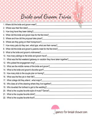 Free Printable Bride and Groom Trivia Quiz Bridal Shower Quiz, Bride And Groom Trivia, Couples Trivia, Funny Questions To Ask, Bridal Shower Question Game, Wedding Quiz, Bridal Shower Checklist, Bridal Shower Questions, Bridal Shower Games Funny