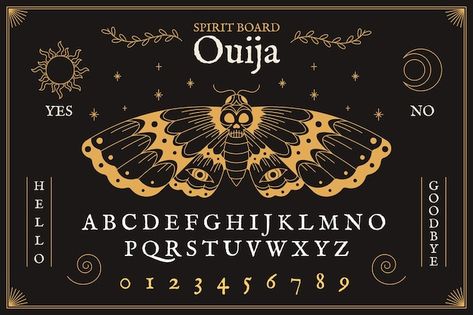 Vector hand drawn ouija board illustrati... | Premium Vector #Freepik #vector #ouija-board #ouija #hand-drawn-background #background-wallpaper Ouija Board Wallpaper, Witchy Interior, Cryptid Core, Board Illustration, 1366x768 Wallpaper Hd, Creepy Core, Game Effect, Board Designs, Spirit Board