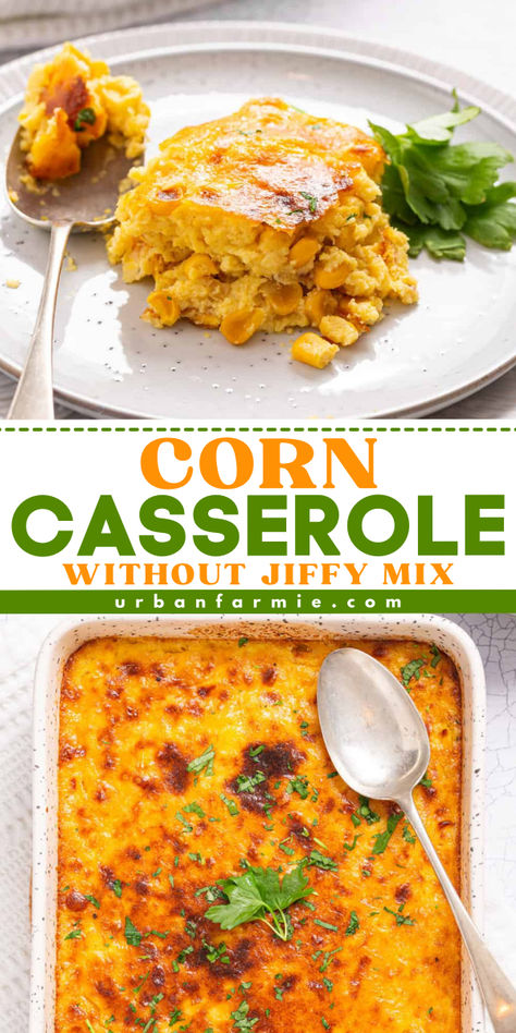 Here's a simple summer side dish for you! This Corn Casserole without Jiffy Mix is a sweet and savory creamed corn seasoned with a hint of nutmeg and garnished with parsley. Add this to your easy summer dinner recipes for the family! Corn Casserole Without Jiffy, Easy Summer Dinner Recipes, Easy Summer Dinner, Meals Without Meat, Summer Dinner Recipes, Veggie Side Dish Recipes, Barbecue Sides, Jiffy Mix, Recipes For The Family