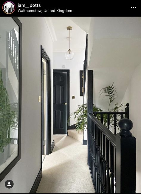 Dark Hallway Ideas, Hallway Transformation, Dark Hallways, Dark Staircase, Victoria Terrace, White Hallway, Dark Hallway, House Staircase, Narrow Hallway Decorating