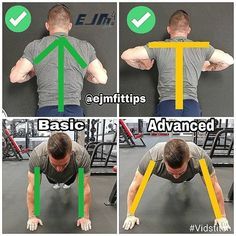 Push Up Variations, Pushup Variations, Kettlebell Cardio, Latihan Dada, Push Up Workout, Strength And Conditioning, Gym Workout Chart, All Body Workout, Gym Tips