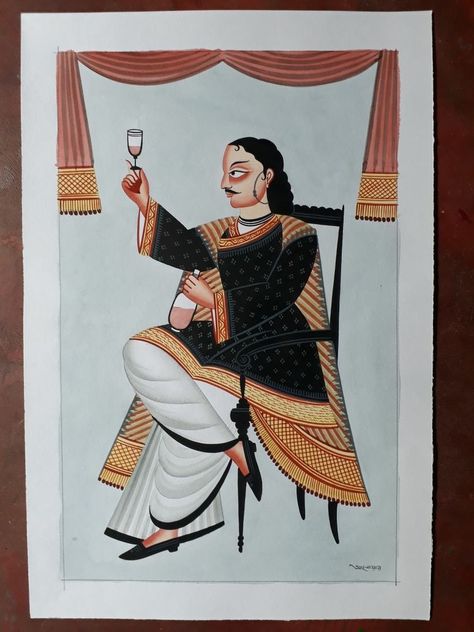 Traditional Kalighat painting to buy this Indian artwork you can call/whats App/wechat on +91 7045 640 740 Kalighat Paintings, Bengali Art, Indian Artwork, Pot Art, Whats App, Create Collage, Indian Art, Glass Painting, Painting Art