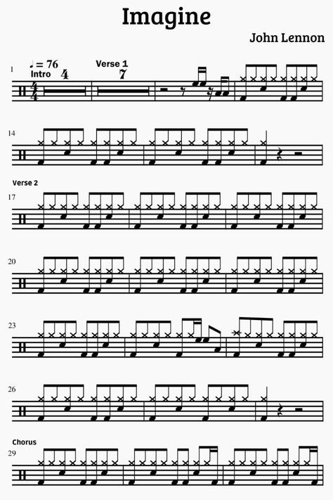 Imagine - John Lennon - Drum songs sheet music - Yanick Drums Drum Songs, Sheet Music Tattoo, Learn Drums, Drum Notes, Drums Sheet, Drum Sheet Music, Guitar Chords For Songs, Guitar Chords And Lyrics, Drum Music