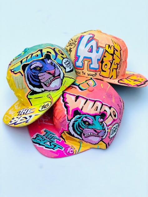 #hat #cap #artvladi #art #nft #tiger Cap Art, Diy Graffiti Art, Cap Painting, Cap Painting Ideas, Graffiti Clothing, Graffiti Alphabet Styles, Graffiti Wildstyle, Painted Clothes Diy, Creative Fashion Photography