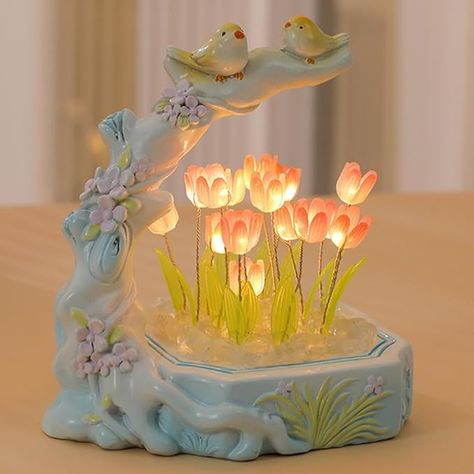 Aychingye 16 Flower DIY Tulip Lamp, Handmade Desk Ornament, Tulip Night Light, LED Flower Lamp Bedroom Decor for Teen Girls Creative Gift for Friends, Birthday, Anniversary (DIY Mode Pink) - Amazon.com Tulip Night Light, Tulip Lamp, Christmas Music Box, Diy Led, Flower Bedroom, Purple Bird, Flower Lamp, Led Diy, Flower Bird