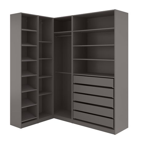 PAX corner wardrobe, dark gray, 631/8/737/8x931/8" - IKEA Ikea Pax Corner Wardrobe, Pax Corner, Pax Corner Wardrobe, Corner Wardrobe Closet, Big Wardrobe, Ikea Pax Closet, Pax Closet, Armoire D'angle, Ikea Bookcase