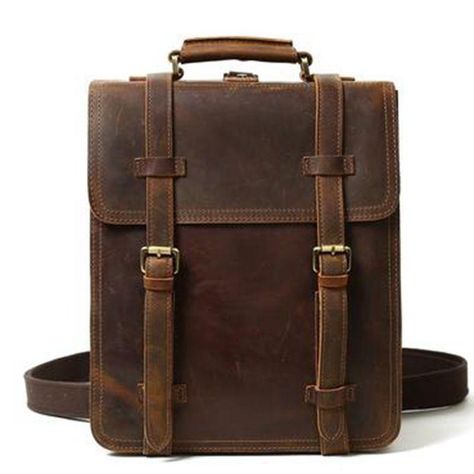 Image Title Leather Backpacks School, Small Leather Backpack, Vintage Leather Backpack, Brown Leather Backpack, Leather Backpack Purse, Vintage Backpacks, Leather Rucksack, Rucksack Backpack, Shoulder Messenger Bag