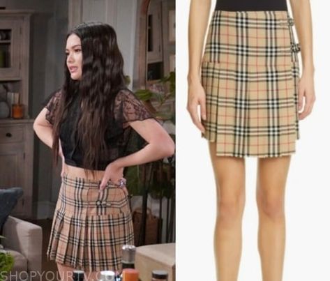 Bold and the Beautiful: January 2024 Luna's Beige Tartan Pleat Sirt Check more at https://www.shopyourtv.com/bold-and-the-beautiful-january-2024-lunas-beige-tartan-pleat-sirt/ Plaid Pleated Short Skort, Plaid Mini Pleated Skirt With Lining, Tartan Skirts Mini, Luxury Plaid Mini Skirt, Tartan Mini Skirt, January 2024, Bold And The Beautiful, Beautiful Fashion, Tartan