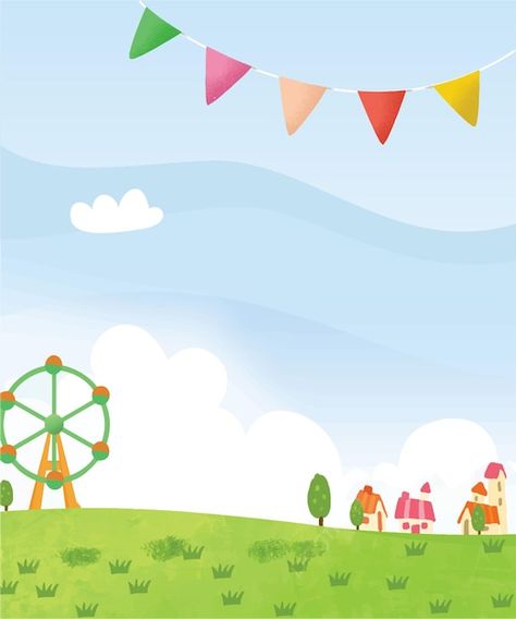 Vector background spring playground | Premium Vector #Freepik #vector Playground Background, Premium Vector Background, Background Spring, Kids Background, School Playground, Theme Background, Pop Mart, Summer Backgrounds, Game Background