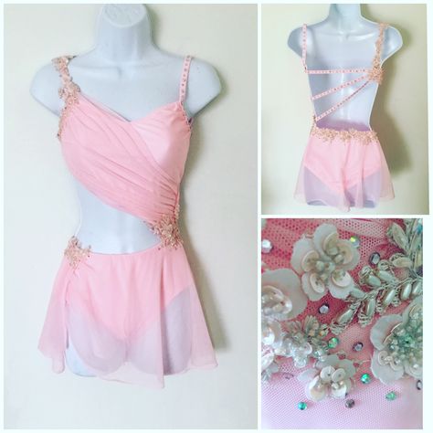 Lyrical Dance Practice Outfits, Light Pink Dance Costumes, Jazz Dance Costumes Sassy, Pink Dance Costumes, Avatar Clothes, Dance Lyrical, Baton Costumes, Dance Fits, Pretty Dance Costumes