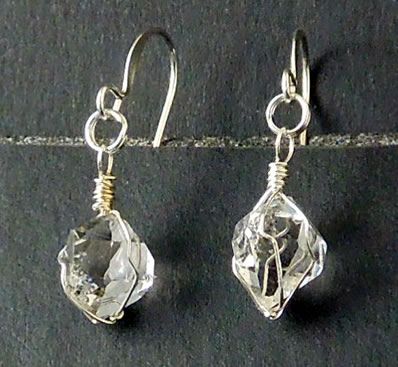 Natural Herkimer Diamond Earrings Diamond Aesthetic, Herkimer Diamond Earrings, Quartz Crystal Jewelry, Herkimer Diamond, Silver Wire, Crystal Jewelry, Crystal Earrings, Quartz Crystal, Wire Wrapped