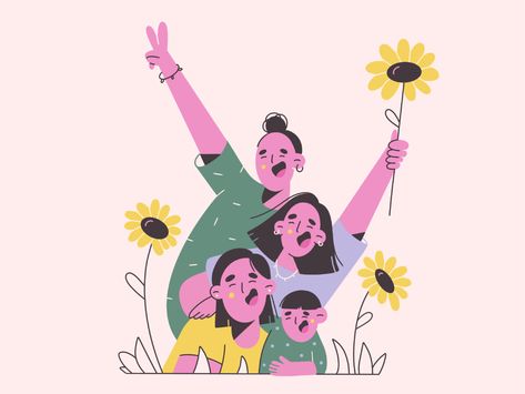 Family Time Illustration, Family Design Illustration, Olga Semklo, Family Graphic Design, Family Drawing Illustration, Family Illustrations, Group Illustration, Family Graphic, Illustration Family