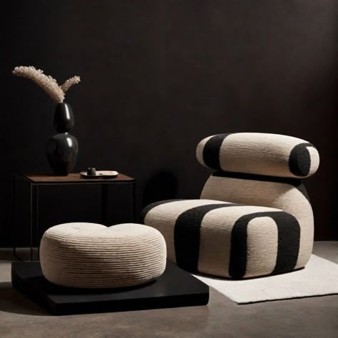 Playing around with stripes texture and forms. Embracing the interplay between dynamic contras, earthy hues, geometry and nature’s aesthetics. Which design speaks to you? 1-9 💖 Are you feeling the stripe obsession too? #WabiSabiInteriors #JapandiInterior #StripedChair #OrganicModern #HomeDecoration #BerlinDesign Chair Concept, 2024 Interior Design, Striped Chair, Earthy Hues, Cool Interior, Japandi Interior, Stripes Texture, New Apt, Art Interior