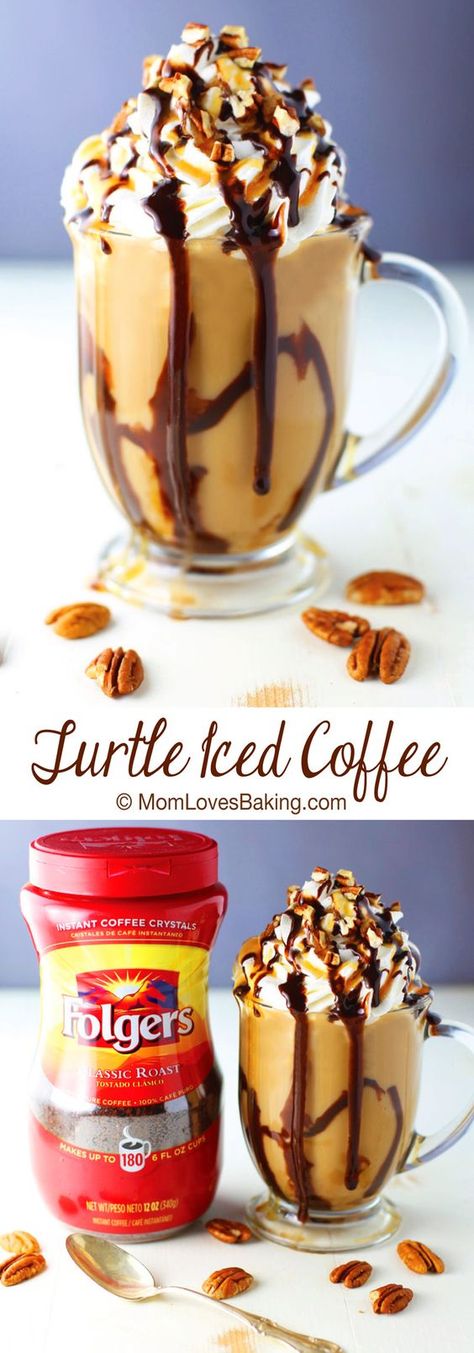 Turtle Iced Coffee has all the flavors of the famous candy without all the calories. Such a fun drink. Why not have a little turtle in you coffee! [ad] Coffee Homemade, Plating Food, Presentation Food, Homemade Smoker, Iced Coffee Recipe, Coffee Truck, Hey Yall, Molecular Gastronomy, Coffee Recipe