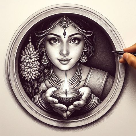 Diwali Drawing Pencil Sketch, Sketch For Diwali, Dipawali Drawing Ideas, Diwali Sketch Pencil, Diwali Drawing Sketch, Diwali Art Painting, Diwali Sketch Drawing, Diwali Sketch, Unique Drawings Creative Sketch