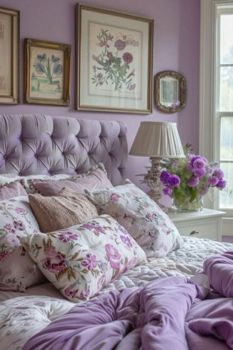 Lavender Boho Bedroom, Bedroom Lavender, Lilac Bedroom, Country Room, Lavender Bedroom, Lavender Bedding, Tinkerbell Pictures, Lavender Room, Bedroom Purple