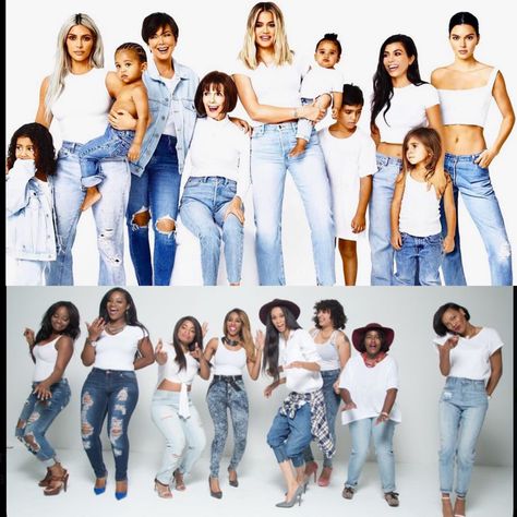 Denim Christmas Pictures, White And Jeans Family Pictures, White And Denim Family Pictures, White Shirt And Jeans Outfit Photoshoot, Deltaversary Ideas, Denim Photoshoot Family, Denim And White Family Pictures, Generations Photoshoot, Adult Family Photos