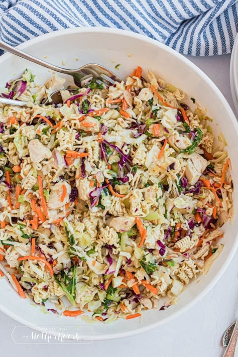 Ramen Noodle Chicken Salad, Ramen Noodle Salad With Chicken, Ramen Chicken Salad, Chicken Cabbage Salad, Chicken Salad With Cabbage, Easy Chinese Chicken Salad, Asian Chicken Salad With Ramen Noodles, Chinese Chicken Salad With Ramen Noodles, Chin Chin Chinese Chicken Salad Recipe