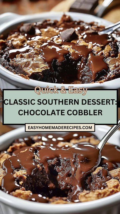 Dive into the world of classic Southern desserts with this Chocolate Cobbler recipe! Often revered as comfort food, this dish merges the deep, satisfying taste of cocoa with a delightful cake-like crust. It’s simple to make and perfect for sharing with family and friends. Whether you're serving it at a festive gathering or simply craving something sweet at home, this Southern Chocolate Cobbler will bring warmth and joy to your table. Pair it with ice cream for an unforgettable treat! Southern Chocolate Cobbler, Chocolate Cobbler Recipe, Chocolate Cobbler, Southern Desserts, Dessert Chocolate, Cobbler Recipe, Cobbler Recipes, Classic Southern, Indulgent Desserts