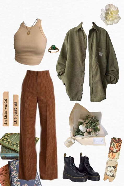 Cottage Clothing Style, Concert Outfit Ideas Hozier, Outfits To Go Thrifting, Cute Outfits Cottagecore, Casual Earthy Outfits, Earthy Clothing Style, Casual Cottagecore Outfits, Hozier Concert, Casual Cottagecore