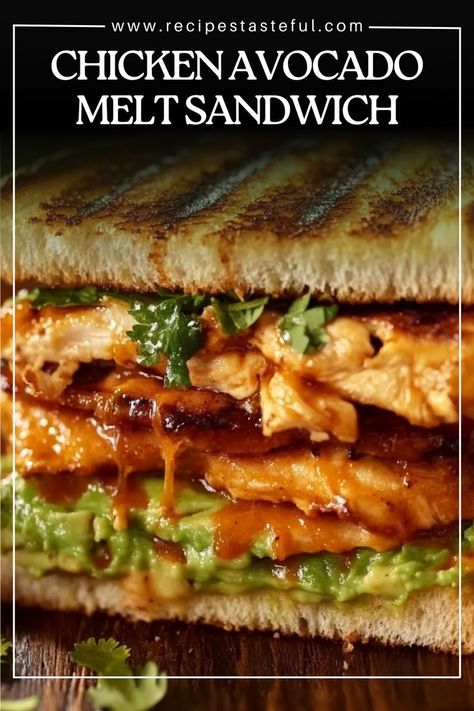 A delightful Chicken Avocado Melt Sandwich featuring juicy chicken, creamy avocado, and melted cheese, all grilled to perfection between slices of your favorite bread. This easy-to-make sandwich is perfect for lunch or a quick dinner! Avocado Melt Sandwich, Chicken Melt Sandwich, Scotch Pie Recipe, Chicken Avocado Melt, Chicken Avacado, Recipe Using Tortillas, Chicken Avocado Sandwich, Avocado Melt, Sandwich Melts