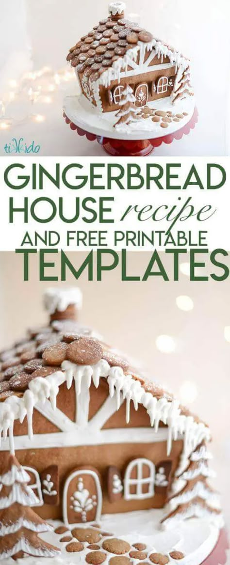 Gingerbread House Recipe Structural Gingerbread Recipe, Sturdy Gingerbread House Recipe, Amazing Gingerbread Houses, Best Gingerbread House Recipe, Construction Gingerbread Recipe, Gingerbread Structures, Gingerbread Christmas House, Gingerbread House Template Printable, Best Gingerbread House