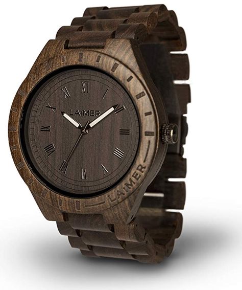 Amazon.com: LAiMER Men's Wooden Watch Black Edition - Wrist Watch Made of Natural Sandalwood - Nature & Lifestyle for Mens: Watches Wooden Watches For Men, Wooden Watches, Affordable Watches, Unique Gifts For Him, Personalized Gifts For Men, Fitness Gifts, Wooden Watch, Black Edition, Wristwatch Men