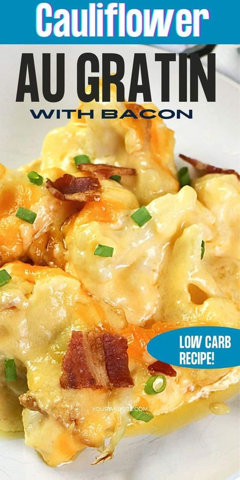 Cauliflower Au Gratin Recipes, Cauliflower Au Gratin, Low Carb Casserole, Cauliflower Side Dish, Carb Sides, Keto Thanksgiving, Au Gratin Recipes, Keto Sides, Cauliflower Gratin