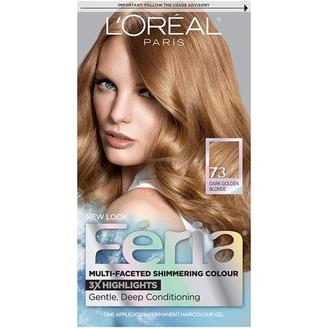 L'Oréal Paris Feria Permanent Hair Color, 73 Golden Sunset (Dark Golden Blonde) *** Learn more by visiting the image link. (This is an affiliate link) Best Drugstore Hair Dye, Golden Brown Hair Dye, Feria Hair Color, Color For Fair Skin, Blue Black Hair Color, Brunette Shades, Golden Blonde Hair Color, Dark Golden Blonde, Blonde Hair Dye