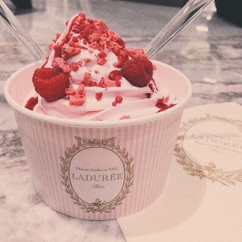 Laduree Party, Freeze Dried Raspberries, Dried Raspberries, Pink Foods, Think Food, Ice Cream Sundae, Cute Desserts, Dessert Drinks, Cafe Food