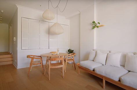 Small Apartment Dining Area, Paper Lantern Pendant, Dining Room Lantern, Lantern Living Room, Apartment Dining Area, Small Apartment Dining, Toronto Apartment, Warehouse Apartment, Apartment Dining