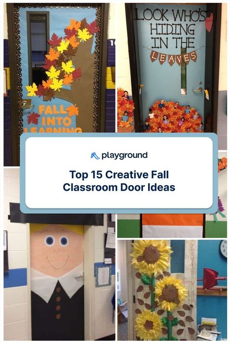 Fall Classroom Door Decoration Ideas Fall Themed School Doors, Fall Door Decorating Contest, Preschool Fall Door Ideas, Fall Themed Classroom Door, Fall Teacher Door Ideas, Fall School Door Decorating Ideas, Thanksgiving Door Ideas For Classroom, November Classroom Door Ideas, Fall Classroom Door Decorations