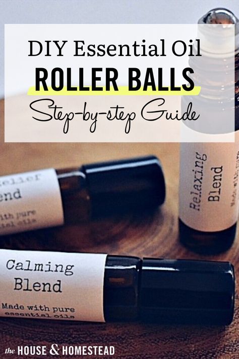 DIY Essential Oil Rollerballs for Fall & Winter Essential Oil Recipes Migraine, Tummy Essential Oil Roller, Diy Headache Roller, Muscle Ache Essential Oil Blend, Lavender Rollerball Recipe, Essential Oil Roller Bottle Recipes Diy, Migraine Roller Blend, Essential Oil Pain Relief Recipes, Beginner Homesteading