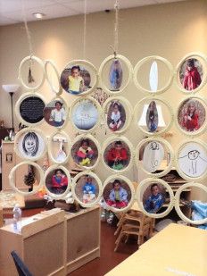 Family Photos In Classroom, Diy Windchimes, Reggio Children, Rangement Art, Reggio Emilia Classroom, Scarf Rack, Photo Hanging, Reggio Inspired Classrooms, Tie Storage