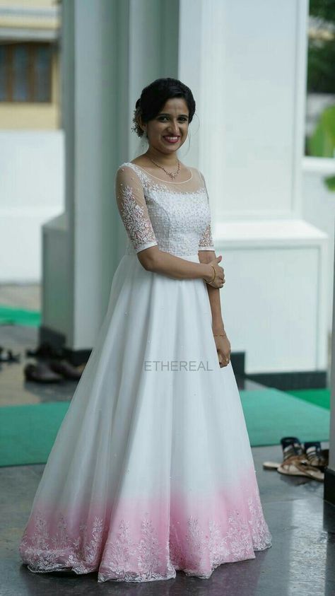 Kerala Christian Wedding Dress, Wedding Gown Kerala, Kerala Wedding Gown, Christian Engagement Dress For Bride, Reception Frocks For Bride, Kerala Reception Dress For Bride, Christian Engagement Dress, Christian Gown, Trending Maxi Dresses