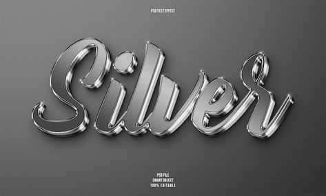 Free PSD silver 3d editable text effect | Free Psd #Freepik #freepsd Text Fonts Style, Silver Font, 3d Lettering, 3d Font, 3d Text Effect, Free Psd Files, Free Text, Iphone App Design, 3d Text