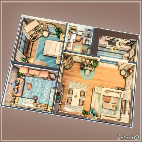 Small Family Apartment, Sims 4 Family House, Sims 4 Houses Layout, Vintage Floor Plans, San Myshuno, Sims Freeplay Houses, Sims 4 Speed Build, Sims 4 Family, Little House Plans