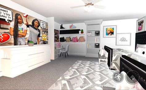 Bloxburg Room Ideas Black People, Bloxburg Decor, Bedroom Layouts For Small Rooms, Bloxburg Cottage, Living Room Decal, Bloxburg Building, House Outline, Modern Decals, Roblox House