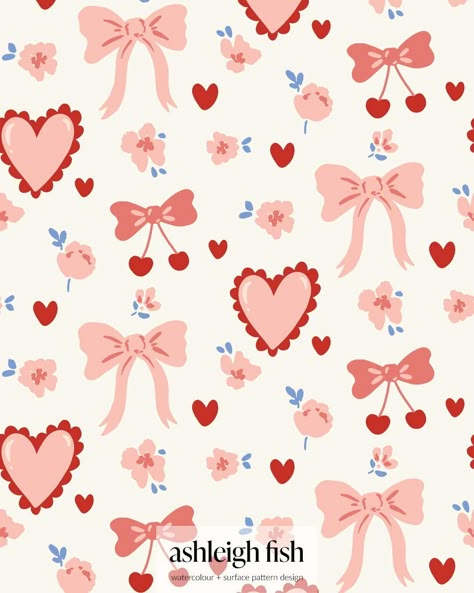 This fun illustrated repeat pattern is by Ashleigh Fish and is available for licensing Portfolio Cover Design, Conversational Prints, Valentines Patterns, Valentine Print, Shop Art Prints, Phone Wallpaper Patterns, Op Art, Surface Pattern Design, Surface Pattern