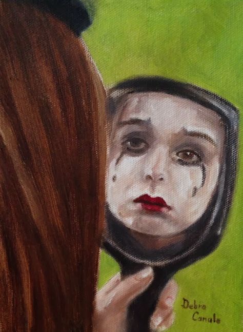 Reflection -  Debra Canale Final Painting Project, Your Reflection Drawing, Reflection Art Ideas, Insecure Drawing Mirror, Looking Into A Mirror Drawing, Mirror Reflection Drawing Reference, Art That Tells A Story, Reflection Gcse Art, Body Dysformia Art Mirror