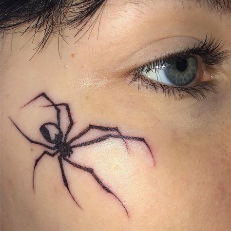 Spiderweb Face Tattoo, Spider Face Tattoo, Spider On Face, Under Eye Tattoo, Poland Tattoo, Spider Face, Polish Tattoos, Face Tats, Widget Board