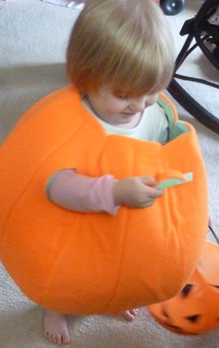 Toddling Pumpkin : 6 Steps (with Pictures) - Instructables Fleece Scraps, Halloween Camping, Paper Mache Pumpkins, Treat Bucket, Giant Pumpkin, Orange Fleece, Pumpkin Costume, Halloween Costume Contest, Upholstery Foam