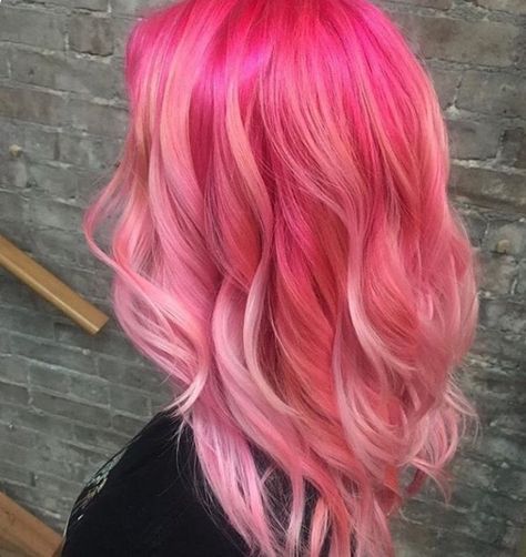 50 Pink Hair Looks To Go Crazy For CherryCherryBeauty.com  #pink #pinkhair #pinkhairdontcare #pastelhair #pastellocks #hairart Hombre Pink Hair, Pink Hair Placement, Dimensional Pink Hair, Valentines Day Hair Color, Two Tone Pink Hair, Bright Pink Hair, Pink Ombre Hair, Hair Blond, Colourful Hair