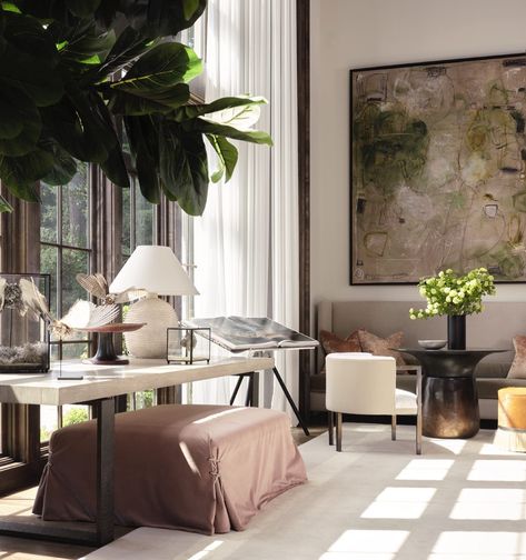 E • Instagram Ray Booth Interiors, Artwork In Dining Room, Table By Window, Kelly Wearstler Living Room, Gregorius Pineo, William Mclure, Melanie Turner, Melanie Turner Interiors, Seating Nook